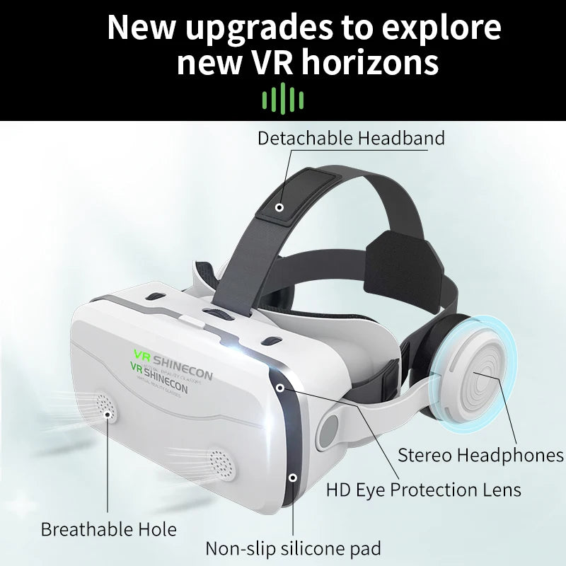 Virtual Reality VR Glasses 3D Headset Devices Viar Helmet Goggles Lenses Smart For Smartphones Phone Mobile Realidade Headphone