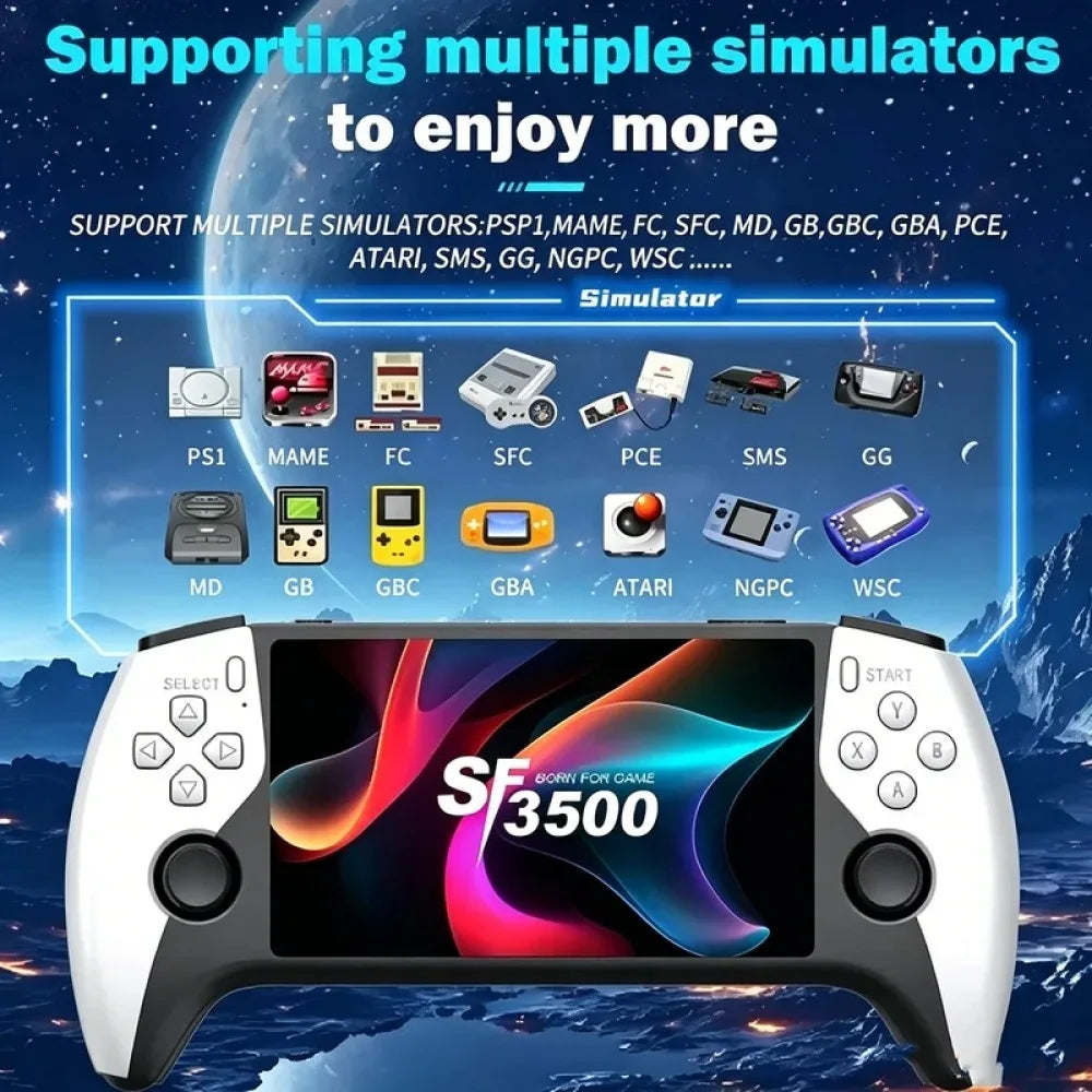 New SF3500 Retro Handheld Video Game Console Linux System 5.0 Inch 854*480 IPS Screen 3000mAh Portable Pocket Video Player Games