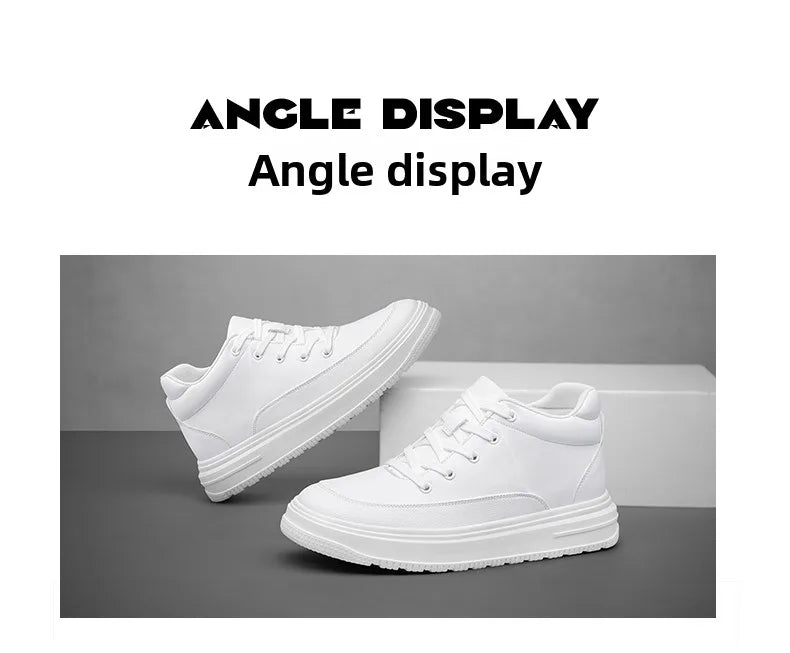 New Invisible Inner Height Increasing Men's Shoes 8cm Trendy Sports Shoes White Shoes British Height Increasing Casual Sneakers