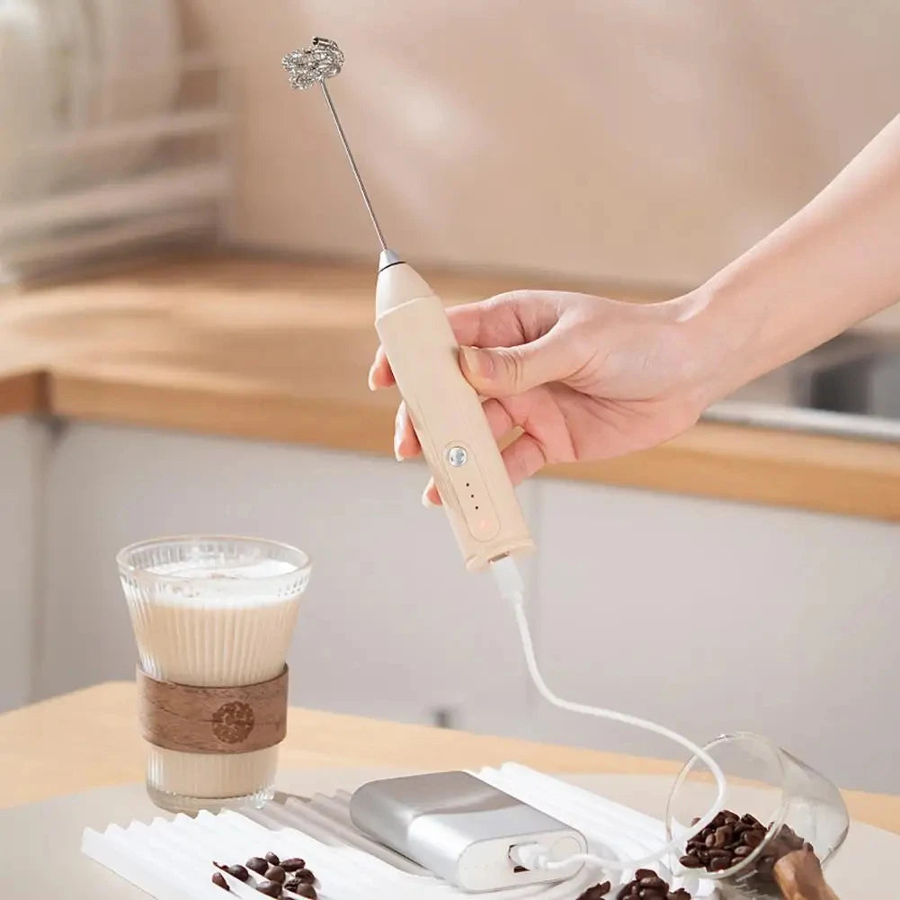 1 electric milk coffee mixer, egg beater, milk frother, 3-speed rechargeable handheld kitchen jam cake cream maker