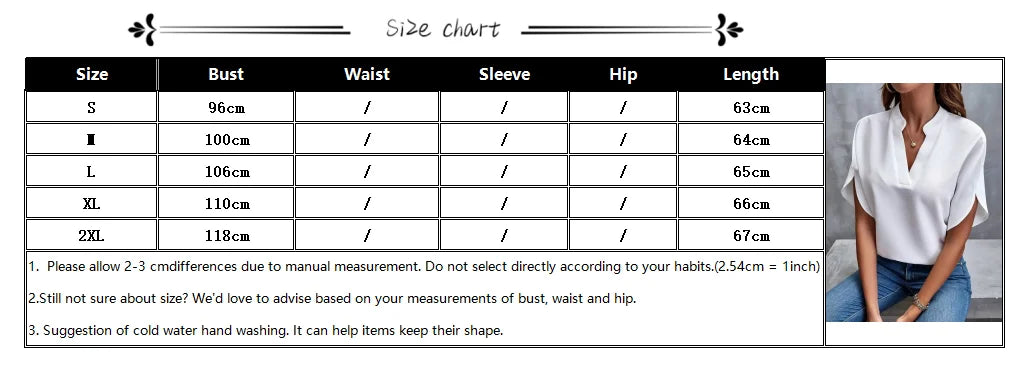 VEITCHE Summer Women Casual Solid Blouse Women Fashion V-neck Half Sleeve Shirts Office Elegant Pullover Loose Blusas Tops