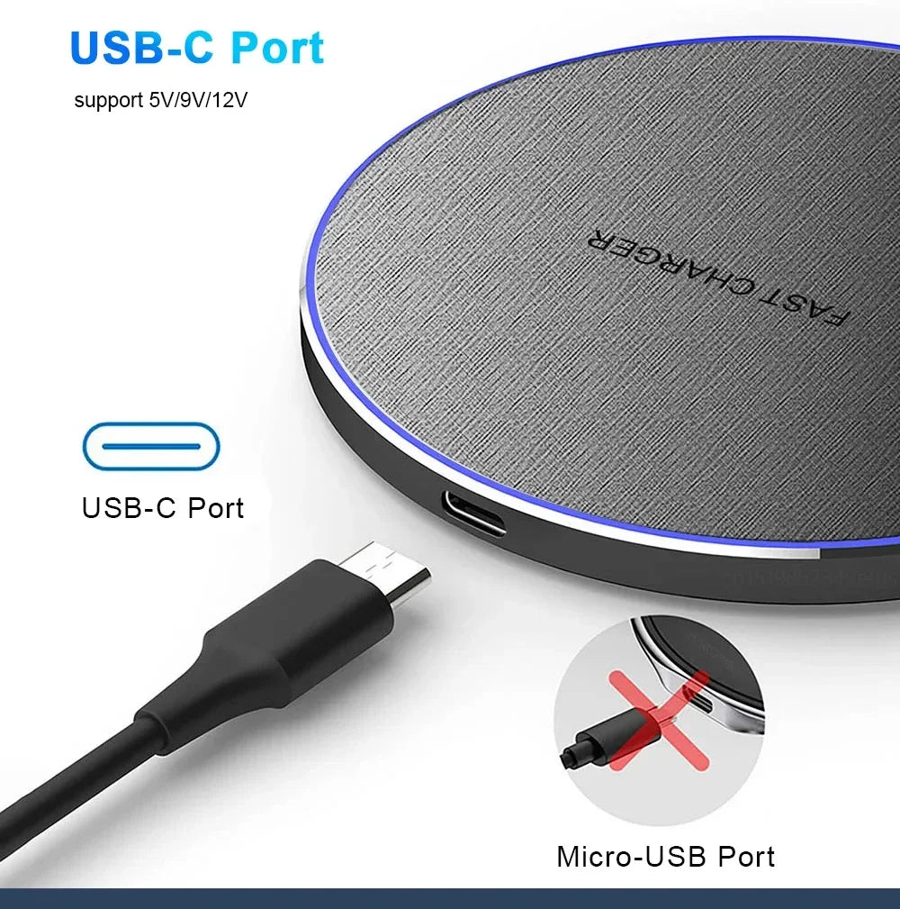 Ultra-Thin Fast Wireless Charger Pad for Samsung Galaxy S25  iPhone 17 16 15 14 13 Pro Max Wireless Induction Charging Station