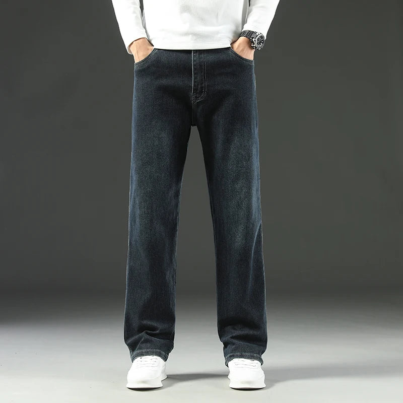 2026 New Y2K  Autumn and Winter Baggy  Jeans Men's  Loose Straight Wide-leg Business Trousers Mens Clothing
