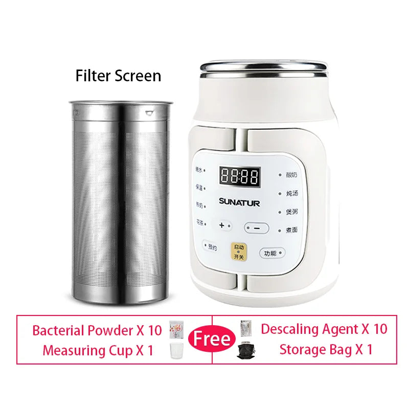 SUNATUR 600ml 700W Electric Cooker Multifunctional Rice Cooker Stew Pot Slow Cooker Mini Porridge Pot Portable Soup Pot
