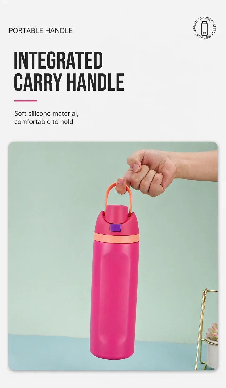 304 Stainless Steel Thermal Cup 480/710ML Leakproof Vacuum Insulated Bottle for Sports Travel Car Daily Drinking