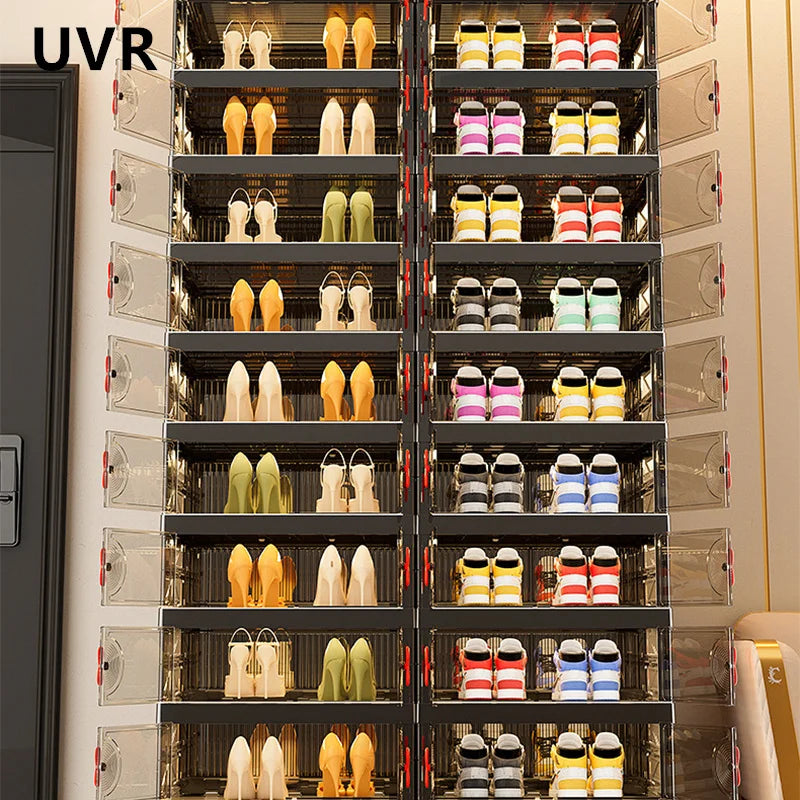 UVR Multifunctional Storage Cabinet Household Folding Shoe Organizer Large Capacity Light Luxury Multi-layer Snack Shelf