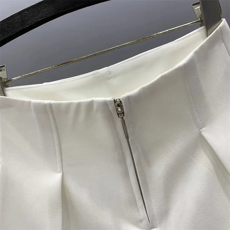 Women's High Waisted Zipper Denim Shorts Summer Loose Wide Leg A-line Shorts Pear Body Shape Tummy Control Casual Officewear Hot
