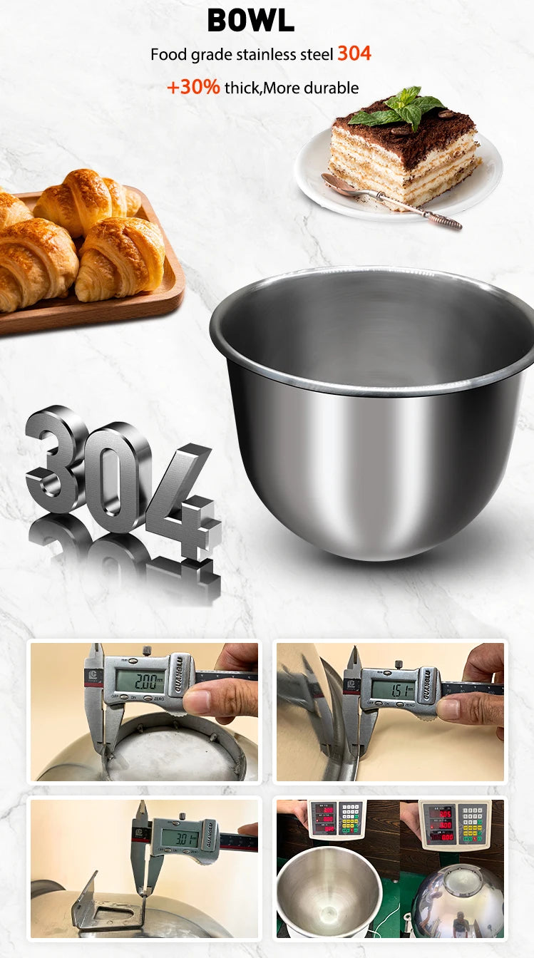 Airo Duty 10 Litre 10kg Stand Food Cake Stirring Electric Planetary 3-Speed Low Noise Kitchen Bread Flour Dough Mixer for Pizza