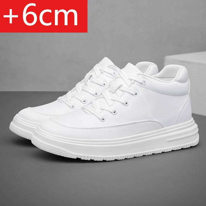 New Invisible Inner Height Increasing Men's Shoes 8cm Trendy Sports Shoes White Shoes British Height Increasing Casual Sneakers