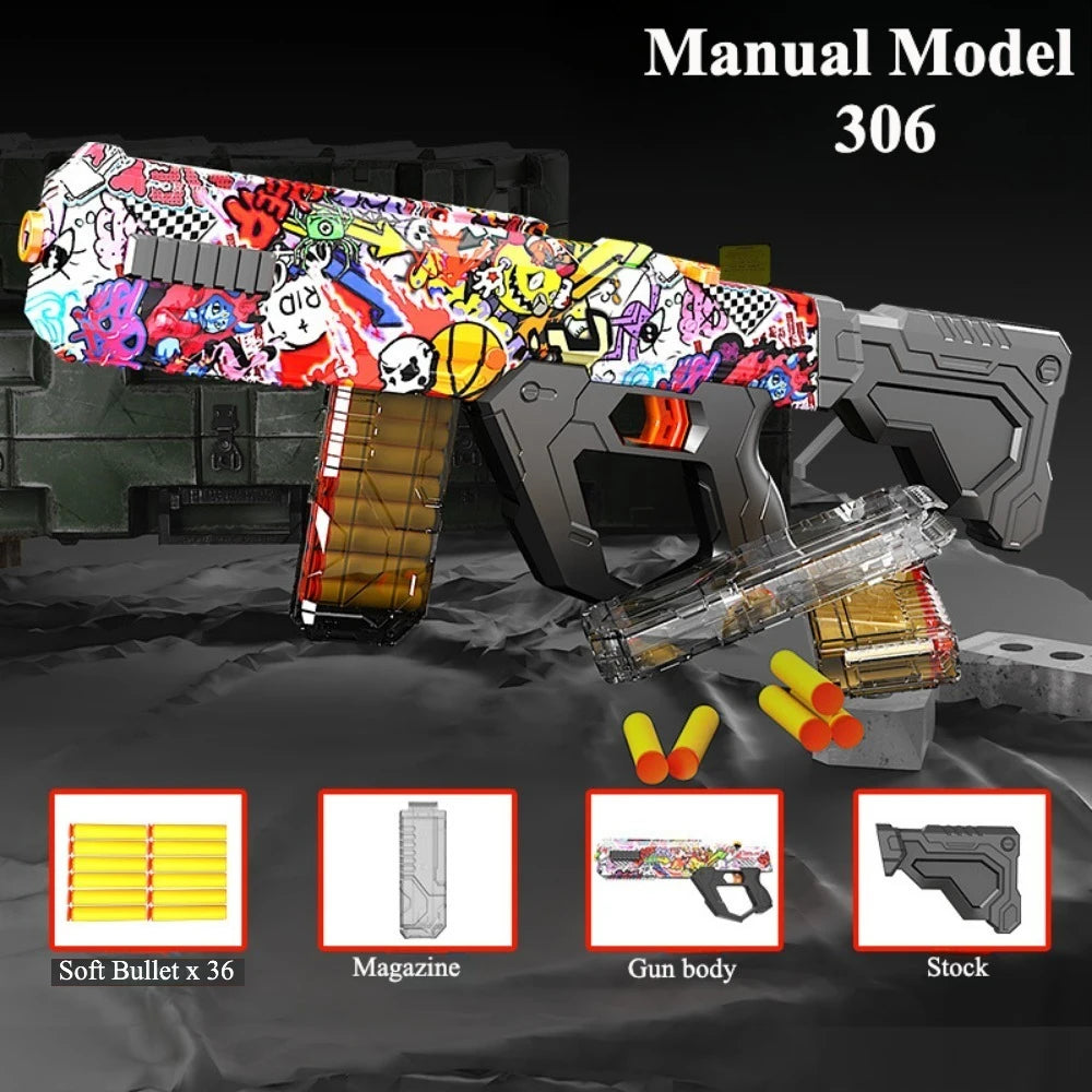 Soft Bullet Gun Toy Gun Auto-Manual Sport Game Outdoor Shooting Games Education Toy for Kids Boys Adult
