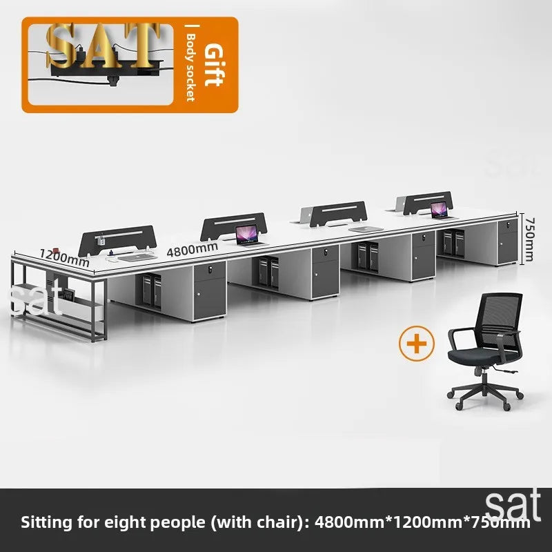 ！@Office Staff Desk and Chair Set: Simple, Modern, 4/6-person, Double-seat, Office Screen Cubicles, Financial Workstations