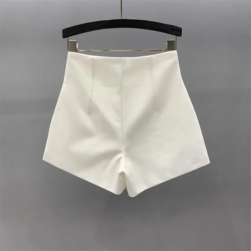 Women's High Waisted Zipper Denim Shorts Summer Loose Wide Leg A-line Shorts Pear Body Shape Tummy Control Casual Officewear Hot