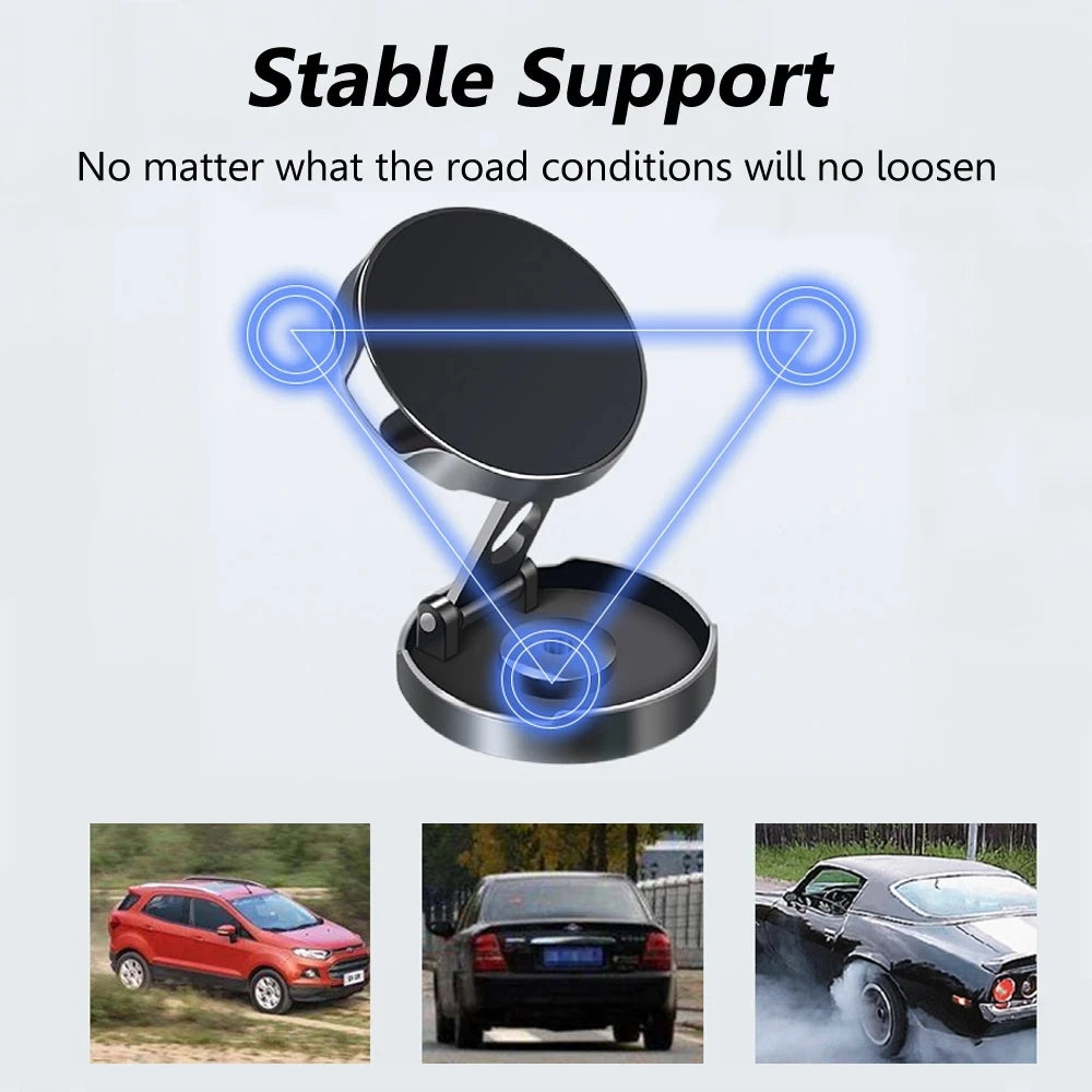 2026 Mobile Phone Stand Strong Magnetic Car Holder 720° Foldable Round Bracket Support for Universal Phones Mount Holders In Car