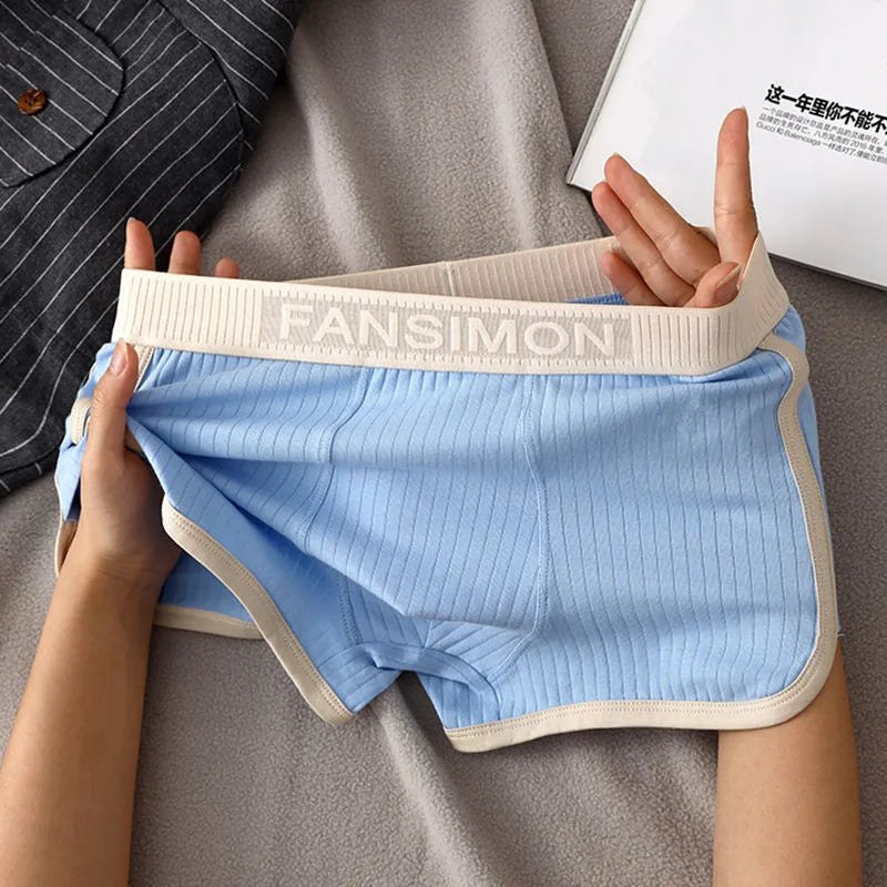 1/3PCS Solid Striped Men's Boxer Sexy Breathable Mesh U Crotch Underwear High Elastic Widen Waistband Underpants sports