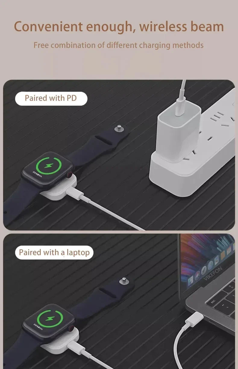 Fast Magnetic Watch Wireless Charger For Apple Watch Ultra 3 2 1 Series 9 8 7 6 SE Charger Dock Adapter Type C Portable Charger