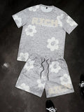 Set 2 Piezas Hombre - Remera y Short Floral Blanco y Negro