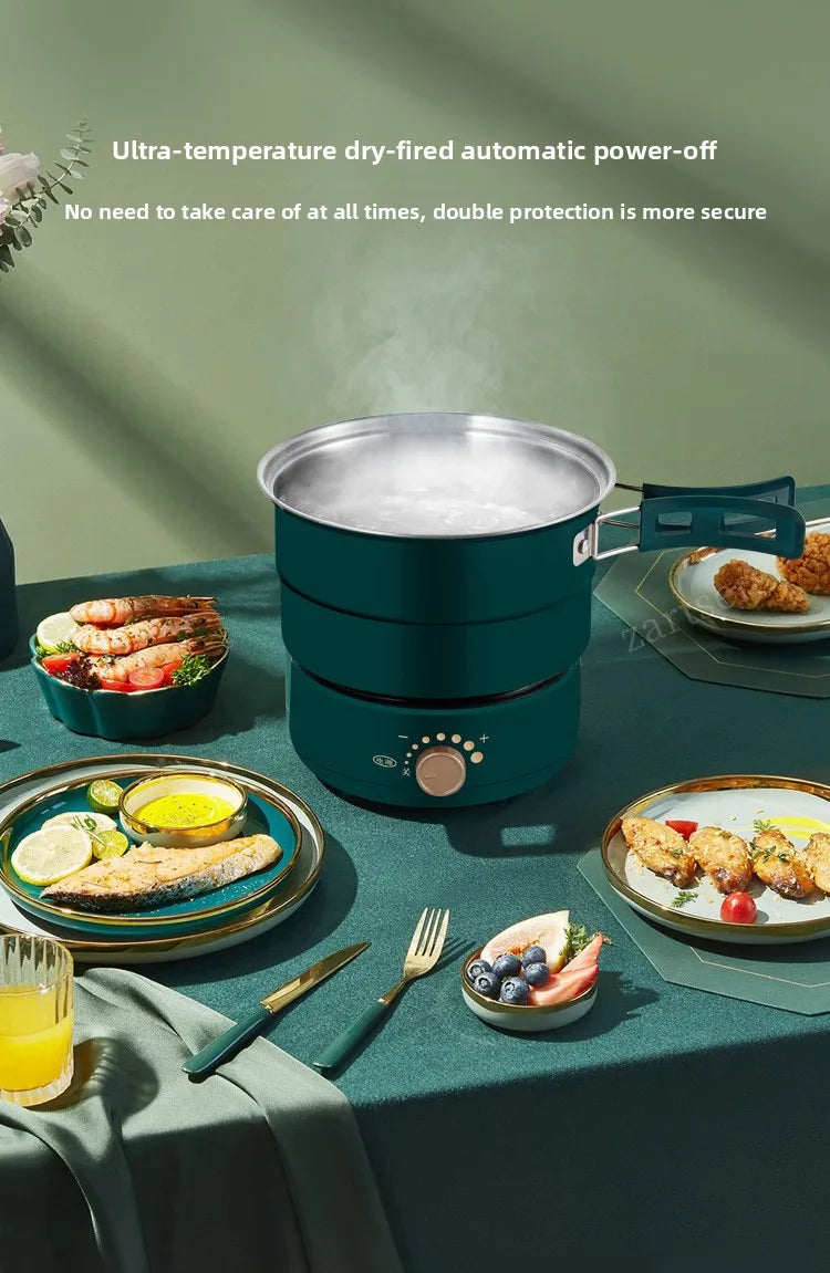 Electric Cooking Pot Foldable Hotpot Portable Multicooker Split Type Rice Cooker Electric Frying Pan Home Travel 1.6L