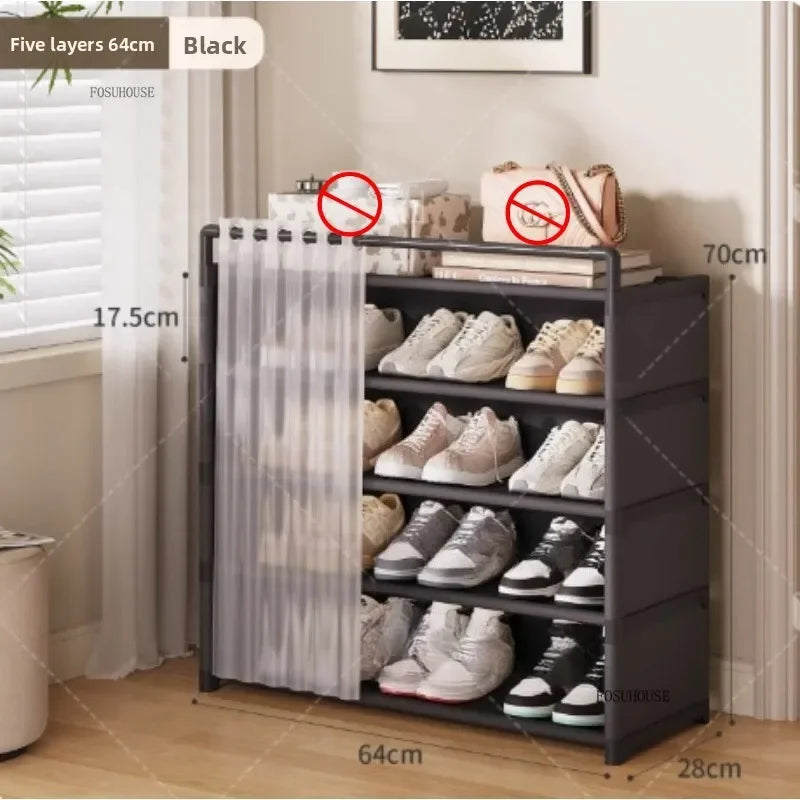 Multi layer Shoe Rack with Drawer for Entryway Hallway Storage Durable Metal Frame Indoor Organizer Space Saving Hanger Unit