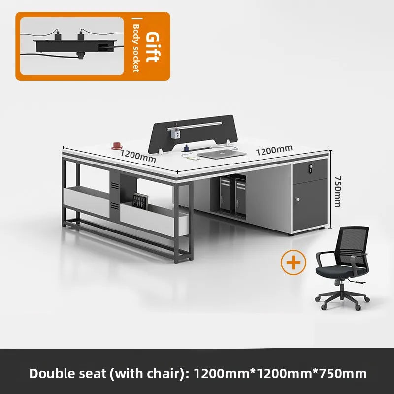 ！@Office Staff Desk and Chair Set: Simple, Modern, 4/6-person, Double-seat, Office Screen Cubicles, Financial Workstations