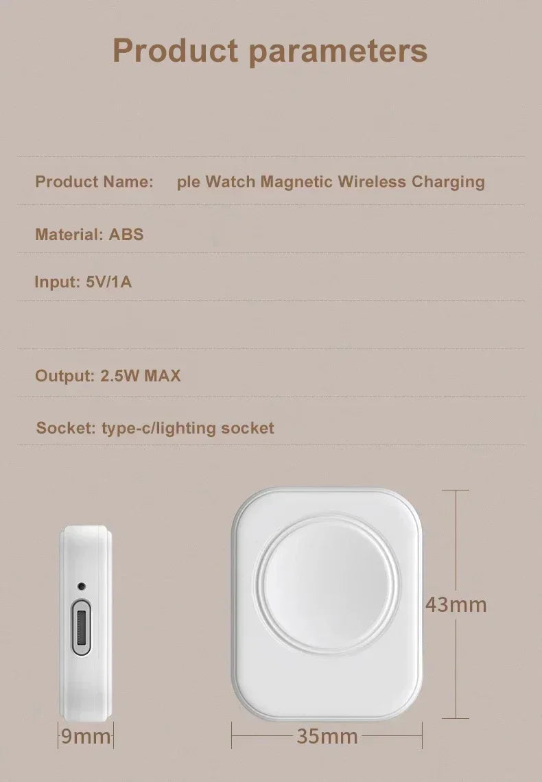 Fast Magnetic Watch Wireless Charger For Apple Watch Ultra 3 2 1 Series 9 8 7 6 SE Charger Dock Adapter Type C Portable Charger