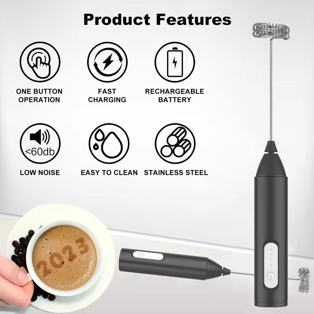Electric Milk Frother Coffee Frother Set AA Size Kitchen Egg Beater Cream Frother Mixer for Coffee Lovers And Bakers