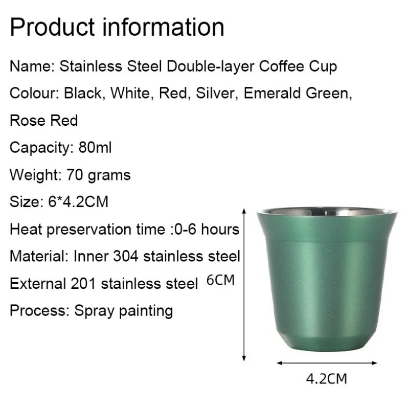 Summer New Simple Flat Bottom Cup Stainless Steel Double-layer Inner Tank Capsule Coffee Cup High-grade Solid Color Water Cup