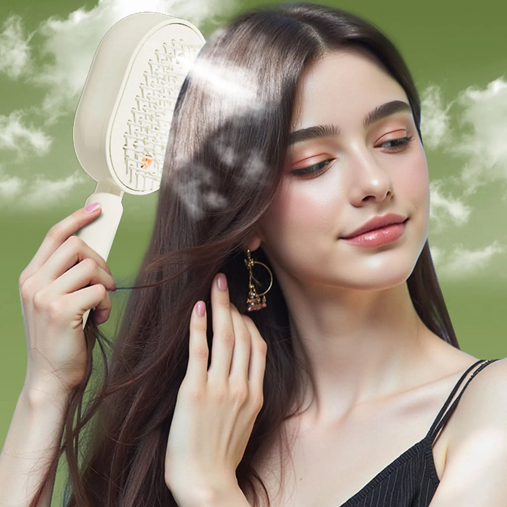 Electric Steam Brush USB-C Charging Wet Electrics Hairbrush Rechargeable Steams Hair Straightener for Both Long & Short Hairs