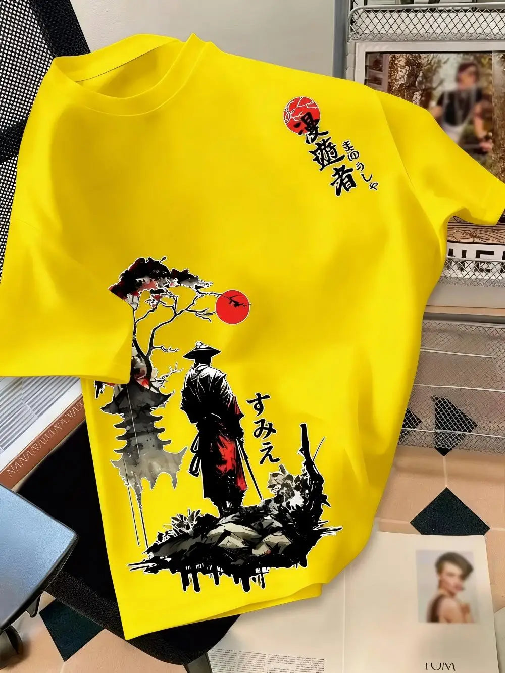 European and American men's summer wandering swordsman print comfortable and breathable round neck T-shirt outdoor street top