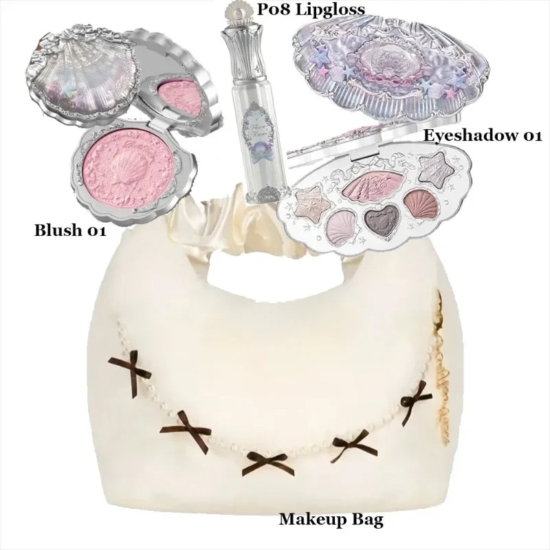 Flower knows bunny Collection Makeup Set Eyeshadow Palette Blush Lip Gloss Makeup Bag Matte Glow Shimmer Eye Shadow Kit