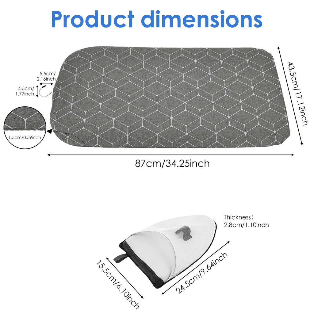 Hanging Ironing Board Portable Foldable Travel Clothes Steamer Board with Ironing Glove Hanging Steamer Pad for Travel and Home
