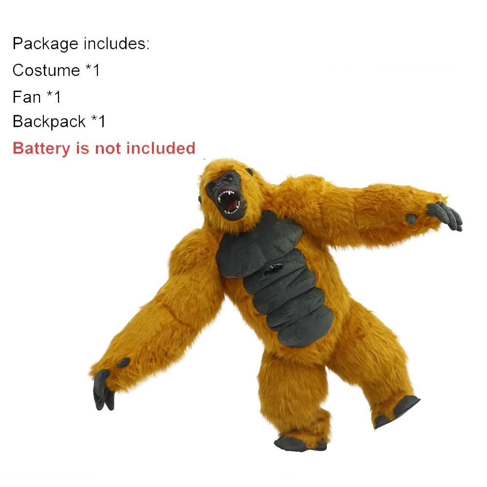 SAYGO Inflatable Multi Color King Kong Adult Cosplay Halloween Costume Plush Animal Mascot Carnival Dress Set Fur Gorilla Set