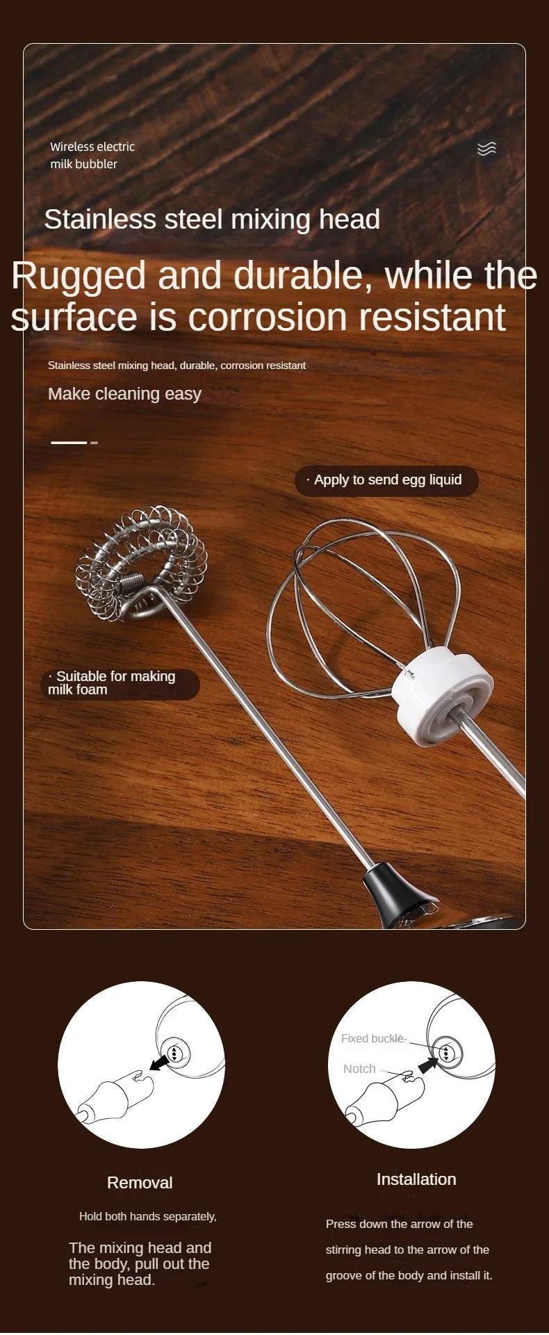 1 Electric Milk Frother, Dual Stick Rechargeable 3-Speed Handheld Egg Beater, Coffee Frother, Cream Blender, Travel Blender