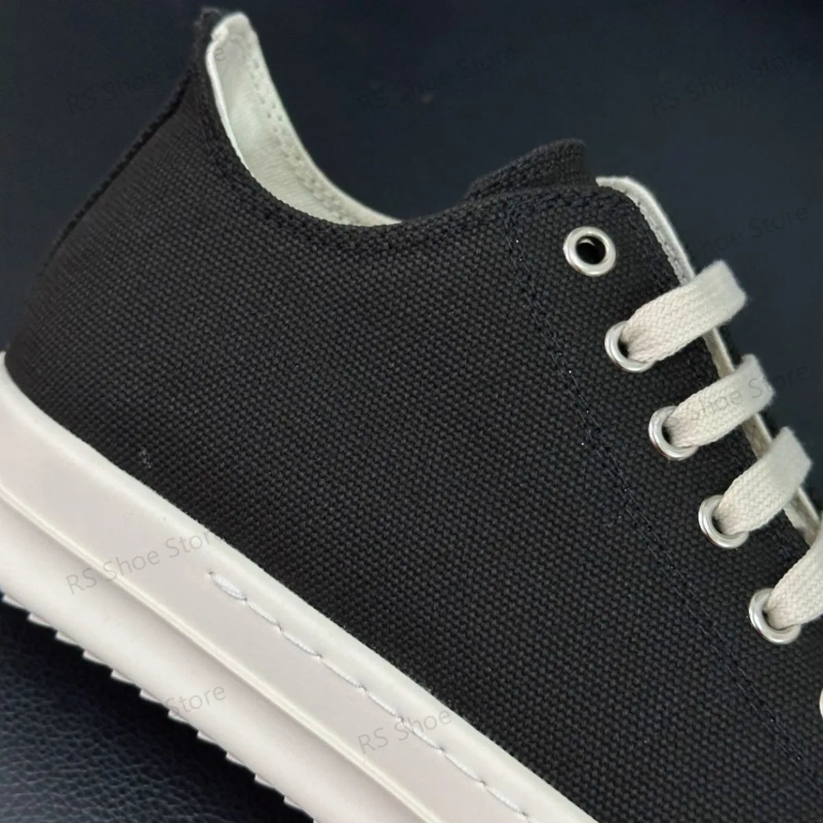 Ro Classic Men Shoe Women Sneakers Black Canvas Low Top Casual Shoes Thick Sole Lace Up Luxury Flat Sneaker