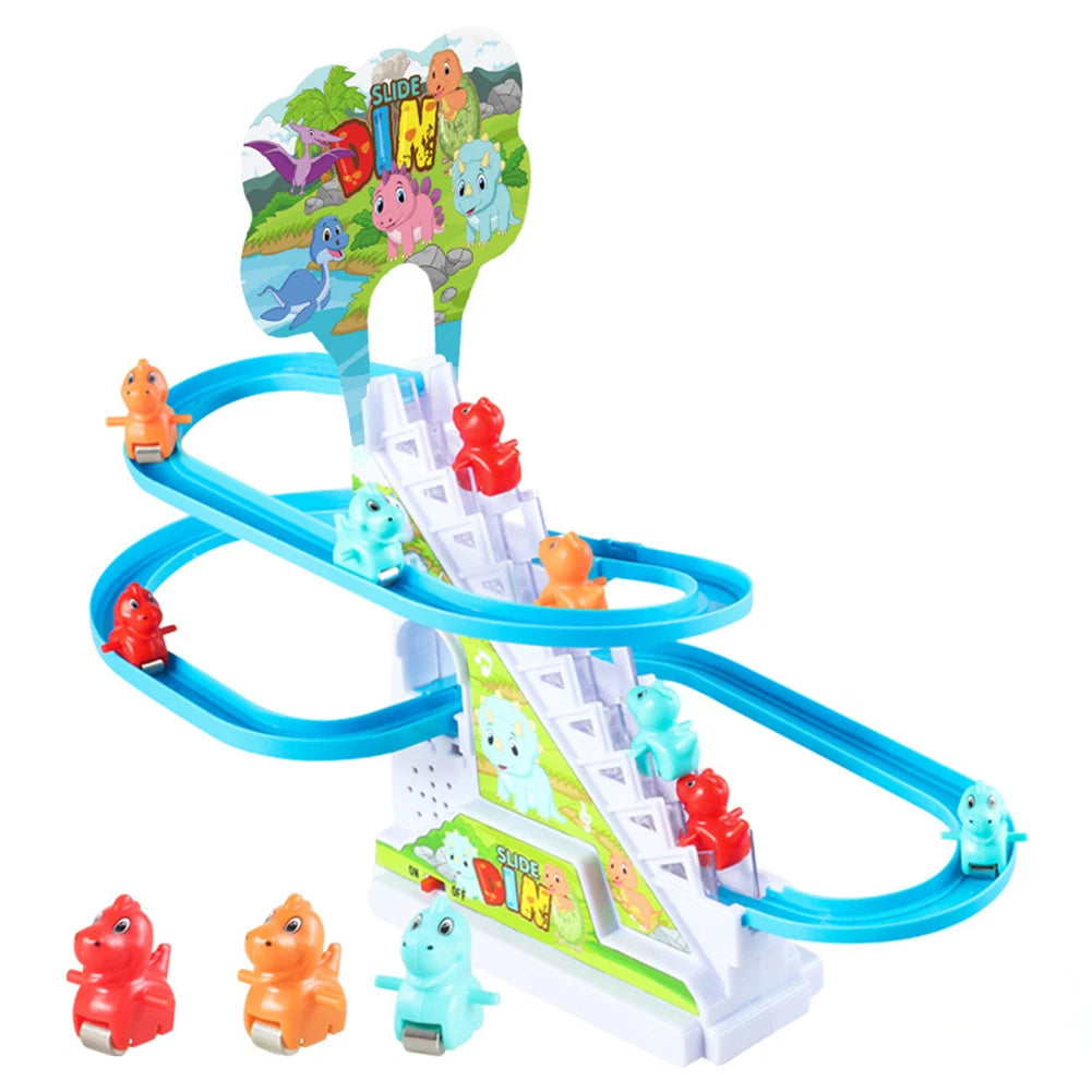 Assembly Design Animals Stair Climbing Toy Electric Track Slide Toys Early Education Electric Dinosaur Stair Toy for Boys Girls
