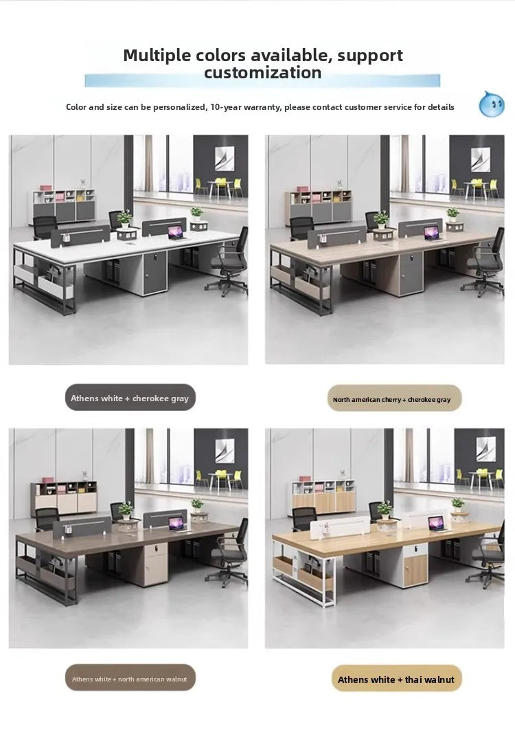 ！@Office Staff Desk and Chair Set: Simple, Modern, 4/6-person, Double-seat, Office Screen Cubicles, Financial Workstations