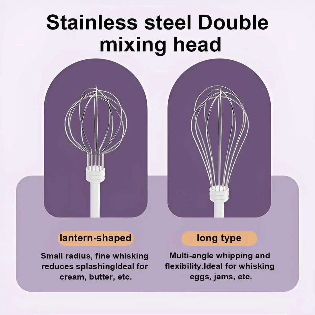 Electric Egg Beater Wireless Electric Food Mixer Handheld Mixer with 3 Speed Settings Baking Dough Cake Cream Milk Whisk