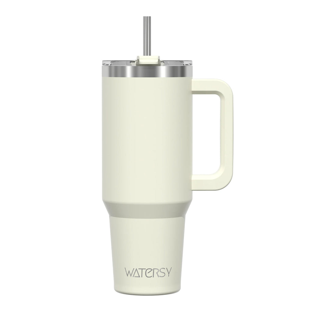 WATERSY 20/30/40oz Tumbler with Handle & Straw, Large Capacity Stainless Steel Thermal Cup, Vacuum Insulated Mug for Car, Travel