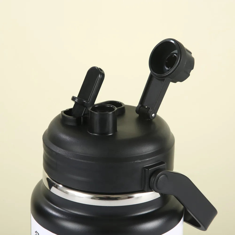 Stainless Steel Insulated Water Bottle 1.5/2/2.5L Large Capacity Sport Thermal Cup Fall-resistant with Straw Vacuum Flask
