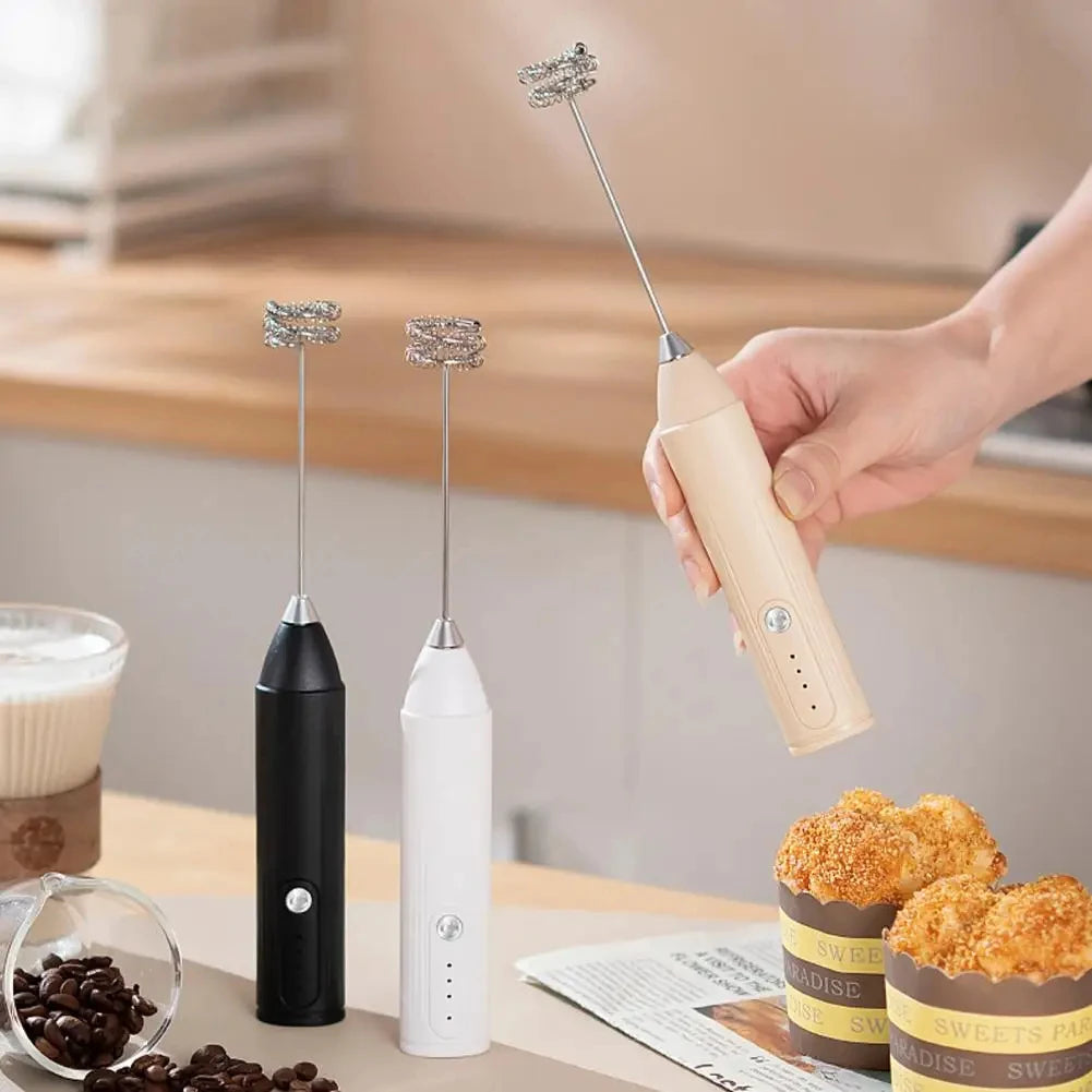 1 electric milk coffee mixer, egg beater, milk frother, 3-speed rechargeable handheld kitchen jam cake cream maker