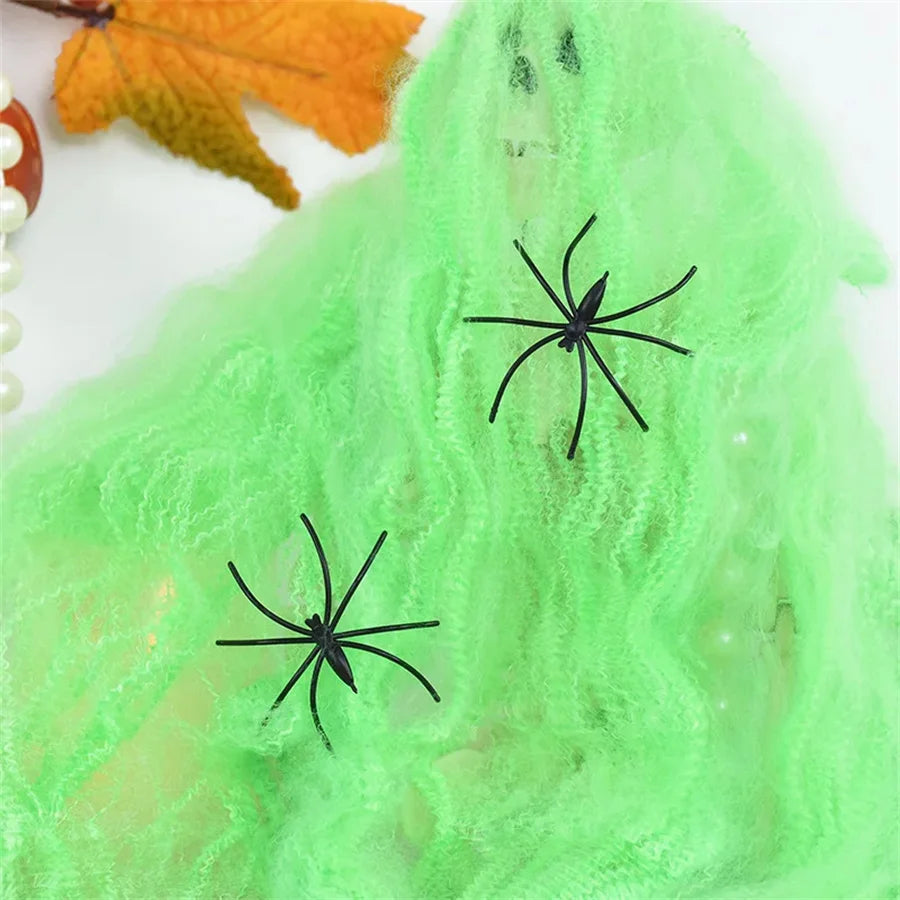 Halloween Decoration White Spider Web Artificial Stretchy Cobweb for Halloween Scary Home Party Scene Props Haunted House Decor