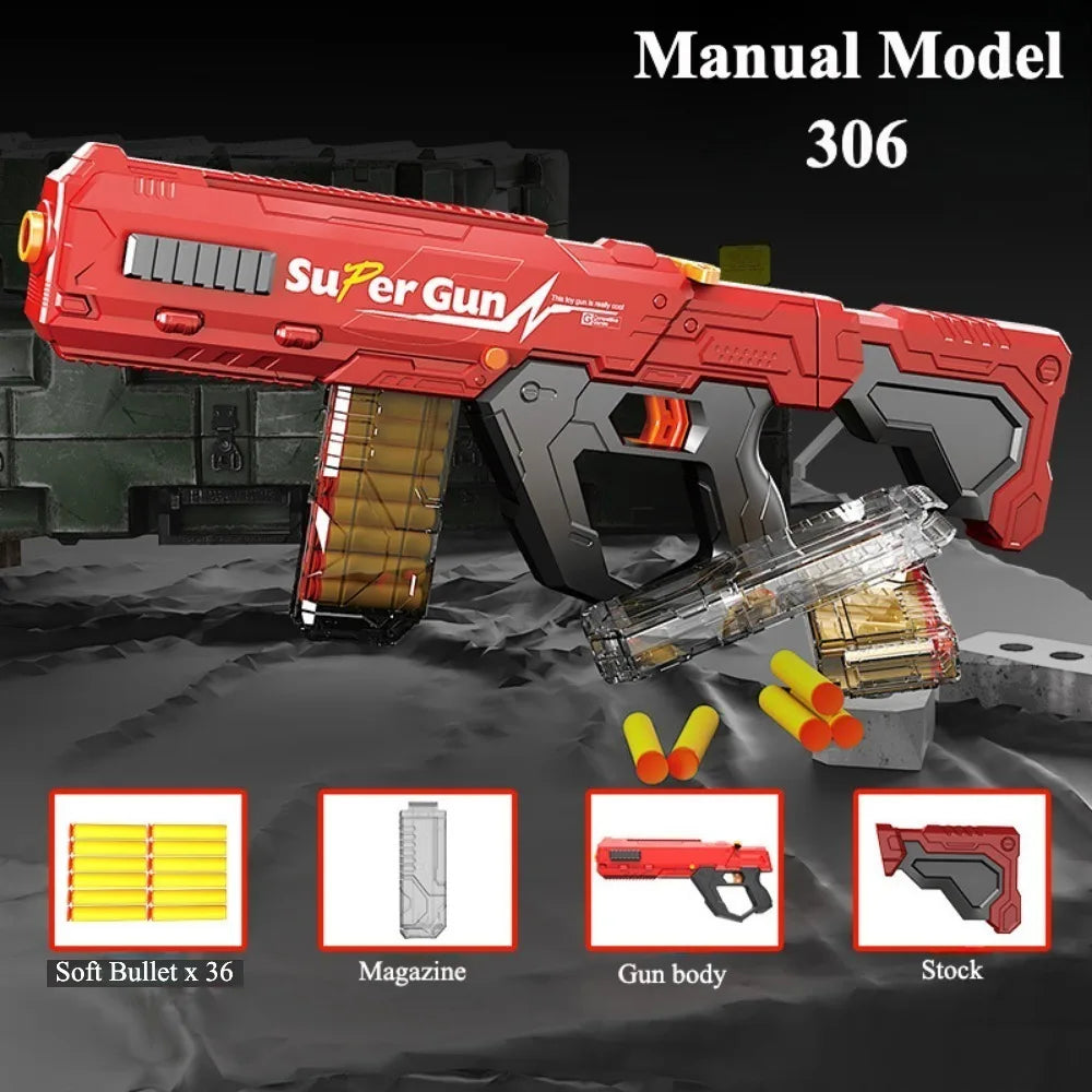 Soft Bullet Gun Toy Gun Auto-Manual Sport Game Outdoor Shooting Games Education Toy for Kids Boys Adult