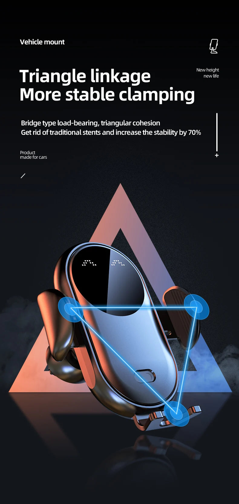 Wireless Charger Car Mount for Air Vent Mount Car Phone Holder Rotating Intelligent Infrared Fast Wireless Charging Charger