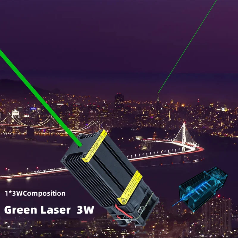 520nm 3 Green Laser Module Landmarks and Airport Bird Repelling BeamsAluminum Heating Dissipation For Parts Factorydirect Sales