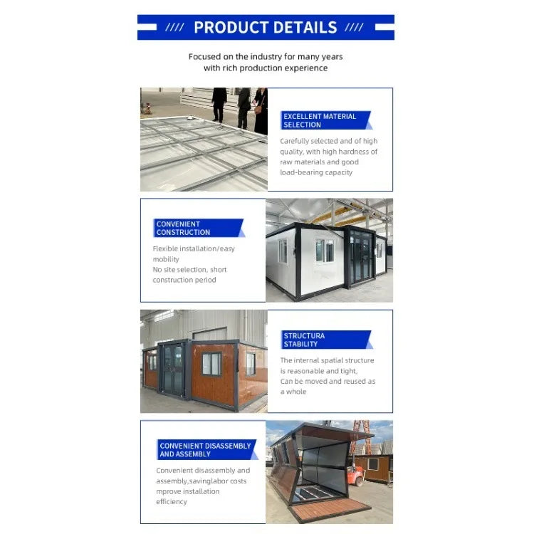 High Quality 20ft 40ft Expandable Container House Luxury 2 3 Bedroom Movable Prefab Foldable Villa Made of Steel Sandwich Panel