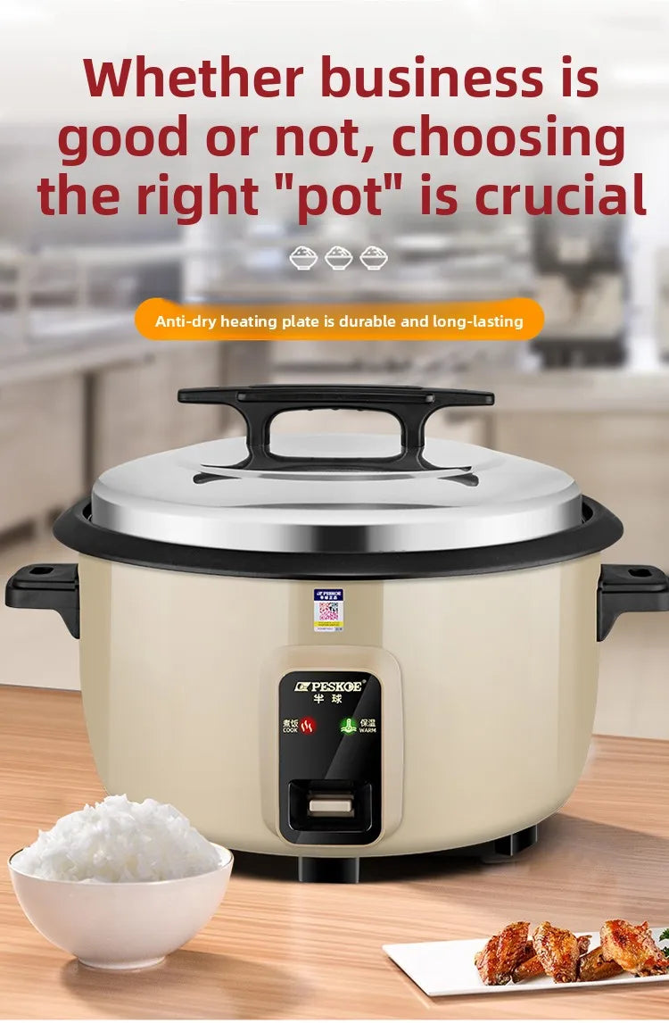 Large capacity 13L old-style rice cooker for 10-15-20 people, suitable for canteens, restaurants, and commercial use.