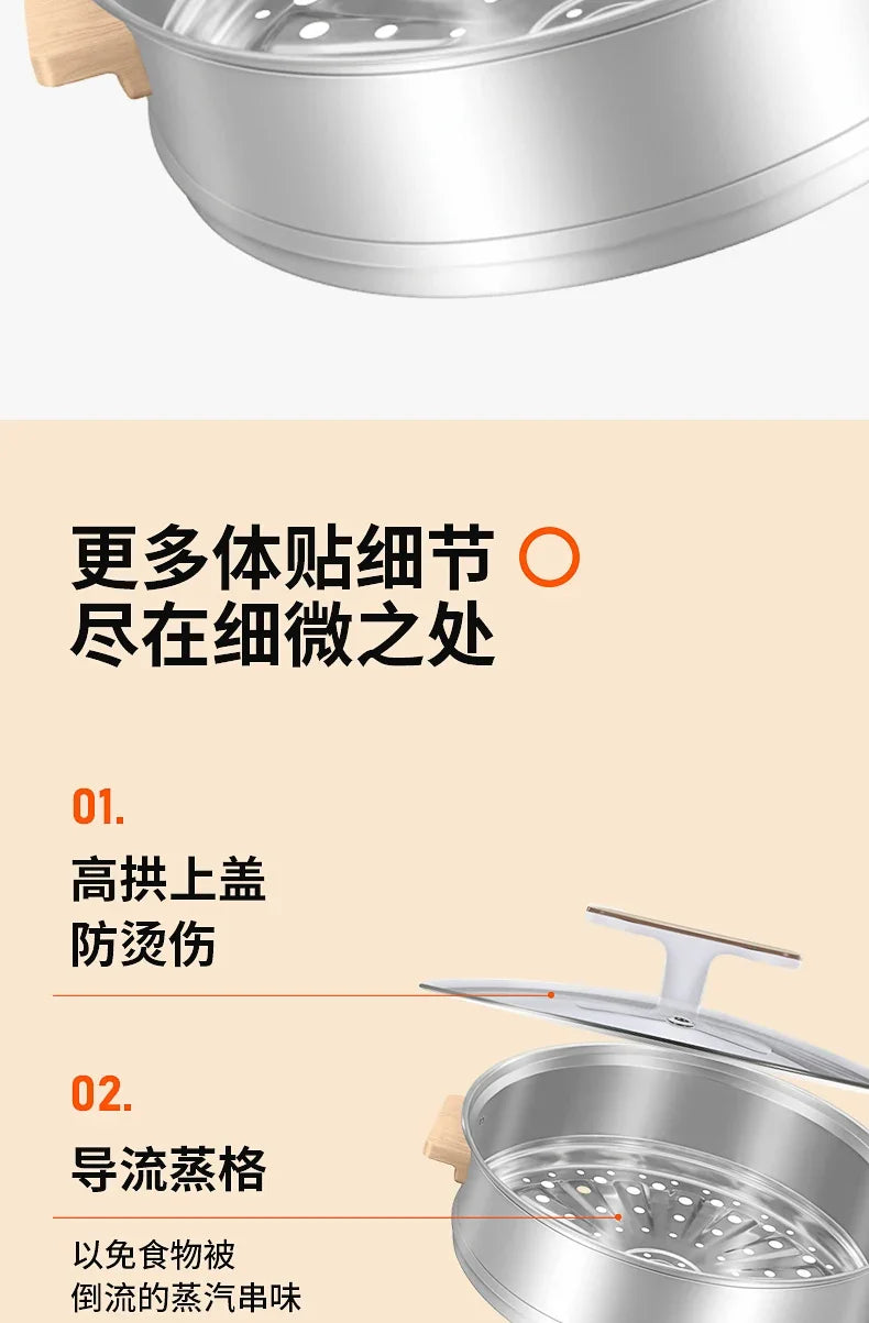 New household multi-functional three-layer stainless steel large-capacity vegetable boiler electric steam engine