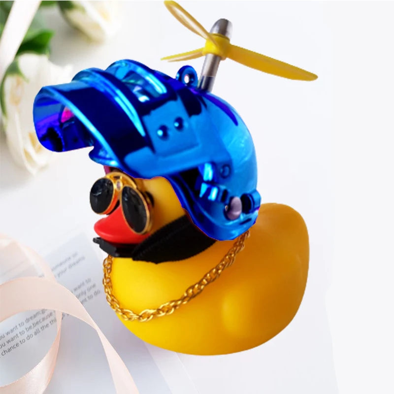 Broken Wind Rubber Duck Motor Accessories Yellow Duck with Helmet Auto Car Accessories Duck In The Car Car Interior Decoration
