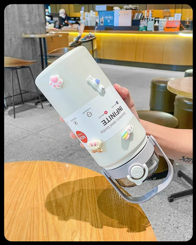 2L 316 Stainless Steel Insulated Water Jug, Portable Vacuum Thermos with Straw & Handle, Outdoor Travel Sports Bottle