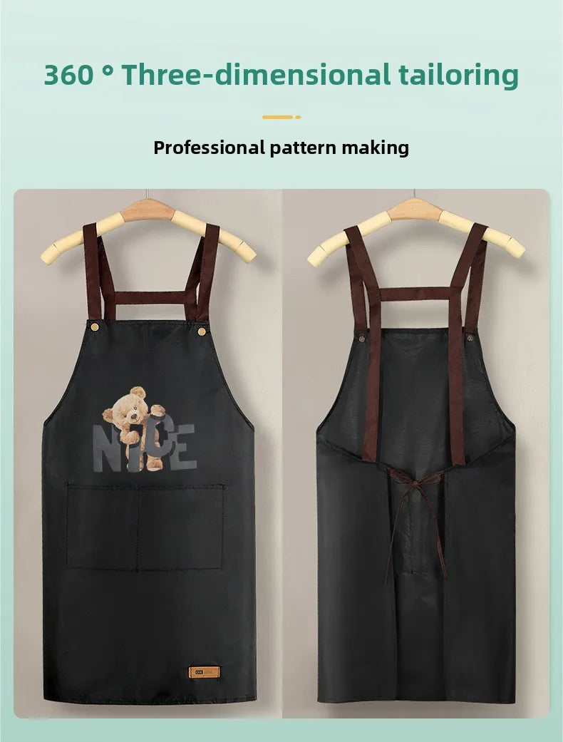 Apron with Straps for Cooking, PVC Waterproof and Oil-Resistant Waist Apron for Restaurant, Catering, and Coffee Shop Workwear