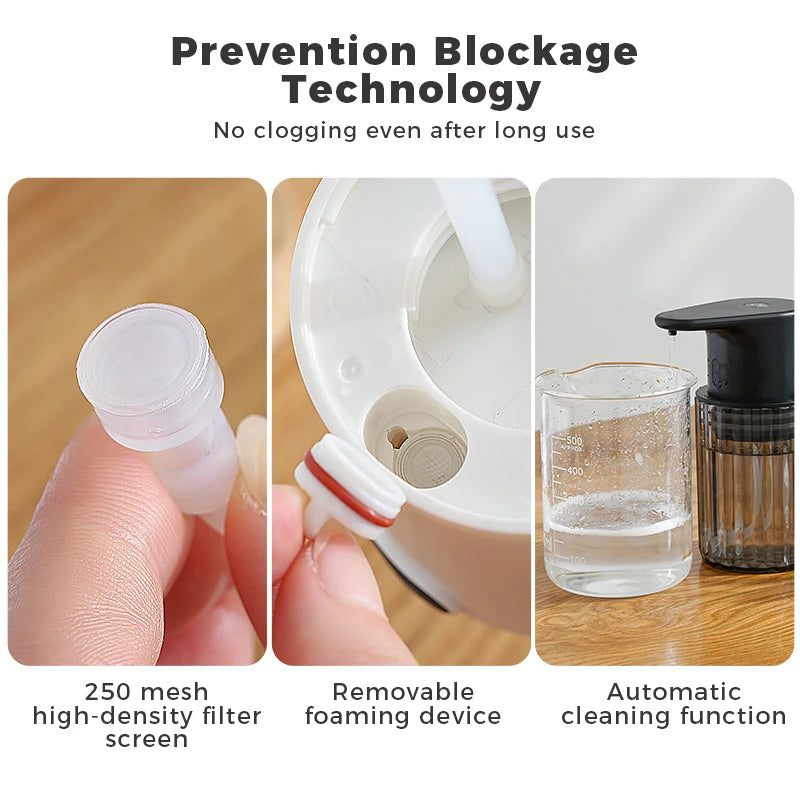 Automatic Foam Soap Dispenser Touchless Rechargeable Electric 3 Levels Adjustable Hand Sanitizer Dispenser for Kitchen and Bathroom